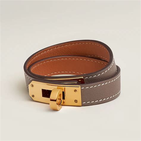 bracelet cuir double tour hermes|Hermes kelly bracelet yellow gold.